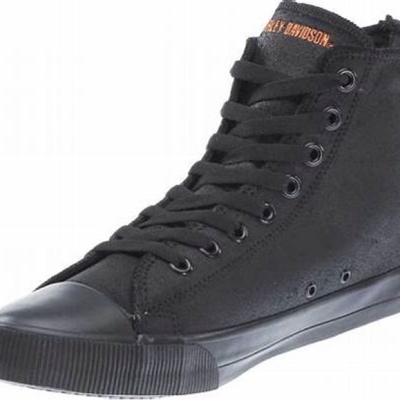 Harley-Davidson-Baxter Sneakers Black/Orange Men's Skull High Top Shoes 9.5 NWT - Picture 3 of 11